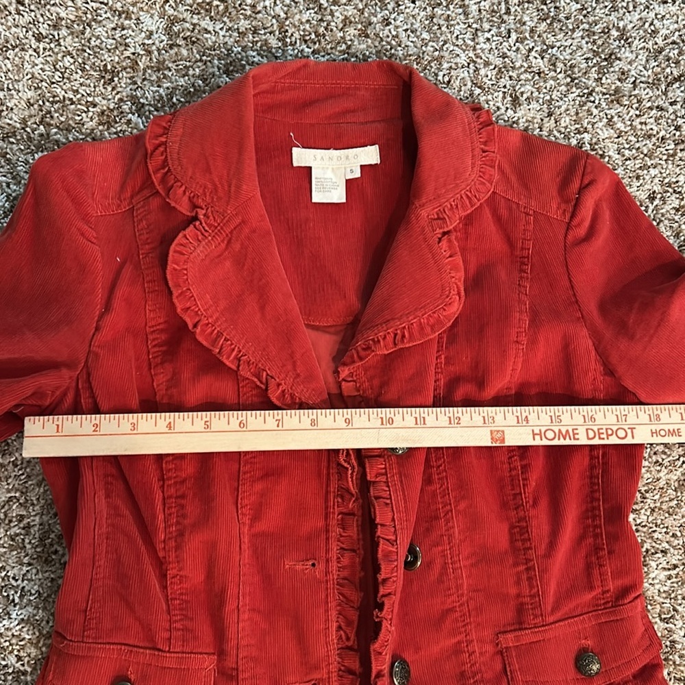 Sandro Red Ruffled Jacket - Picture 7 of 7